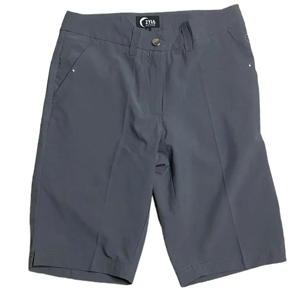 Zyia Active Wm’s Sm Grey Clubhouse Active Stretch Athletic Zip Shorts
